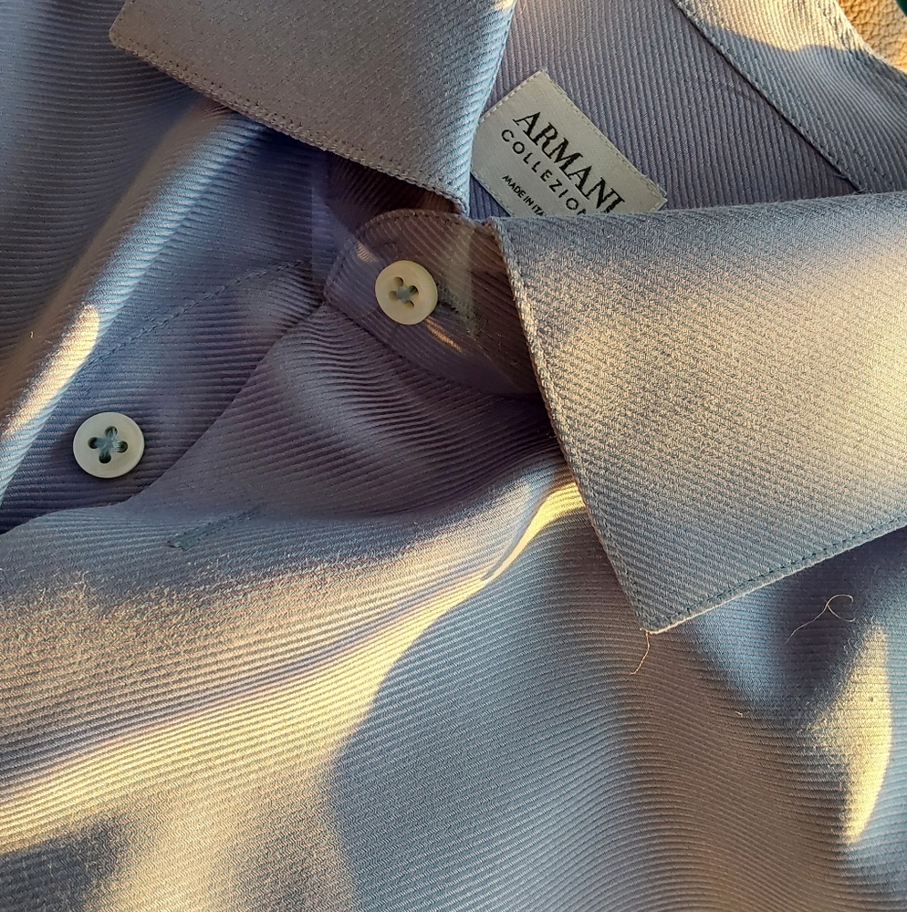 Armani Collezioni Blue Dress Shirt with Crisp Collar
